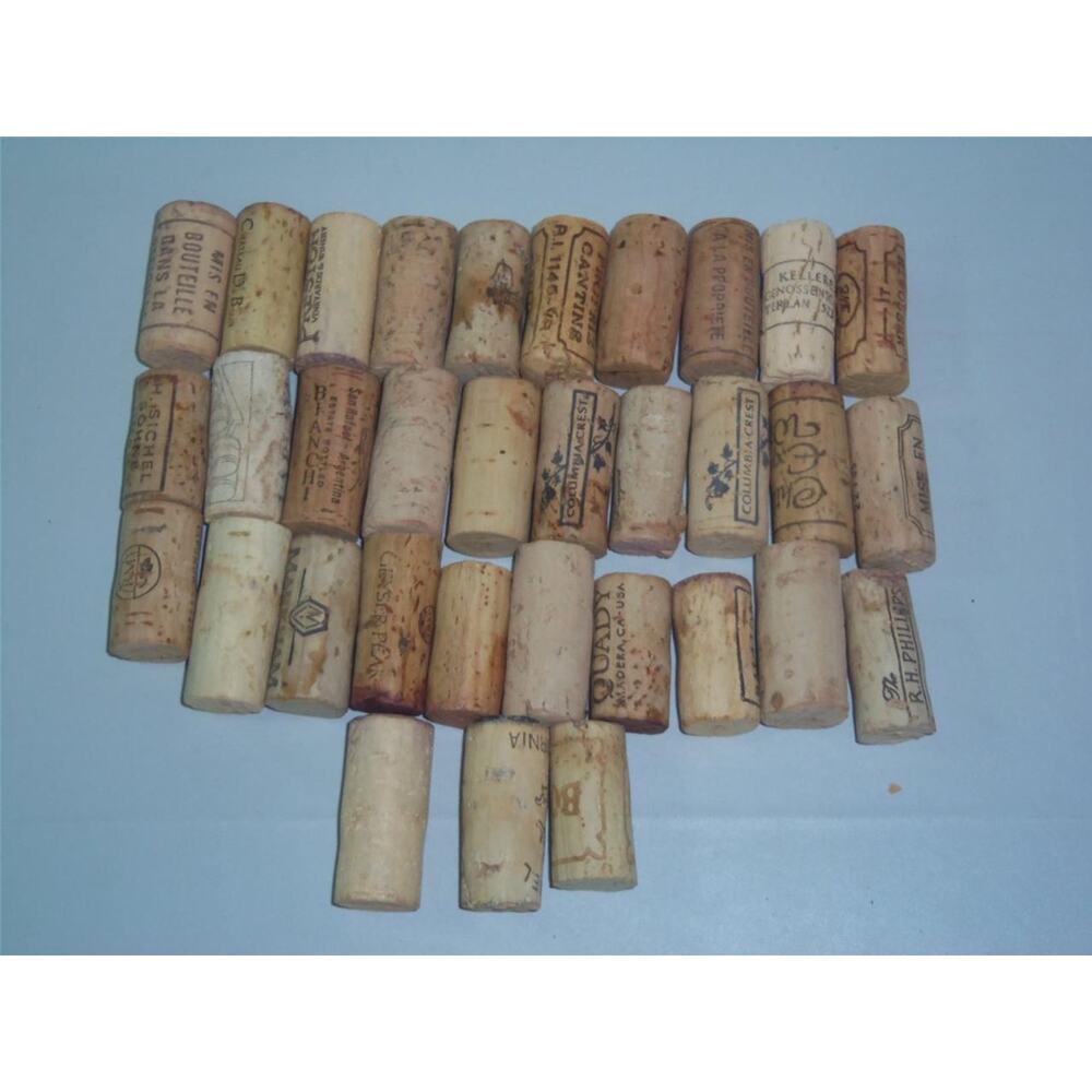 Lot 33 Used Printed Wine Corks Crafts Hobby Collecting -011313
